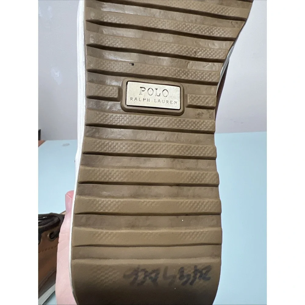 Polo Ralph‎ Lauren Ramiro Men's 9 Brown Leather Canvas Boat Shoes Casual